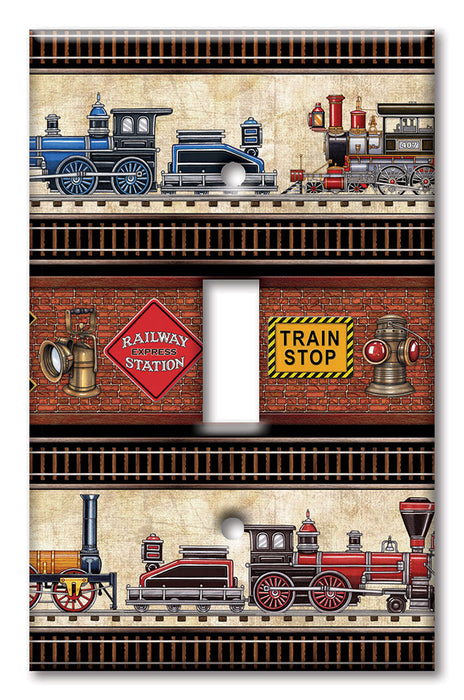 Decorative Printed OVERSIZED Switch Plate - Electrical Switch Cover JUMBO Wall Plate by Art Plates - Trains and Signs II - Image by Dan Morris