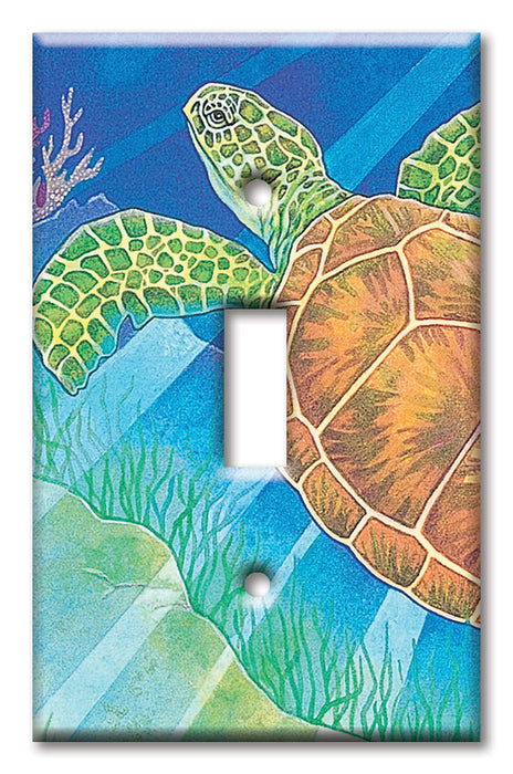 Decorative Printed OVERSIZED Switch Plate - Electrical Switch Cover JUMBO Wall Plate by Art Plates - Sea Turtle