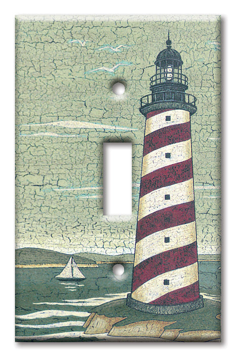Decorative Printed OVERSIZED Switch Plate - Electrical Switch Cover JUMBO Wall Plate by Art Plates - Cape Lighthouse