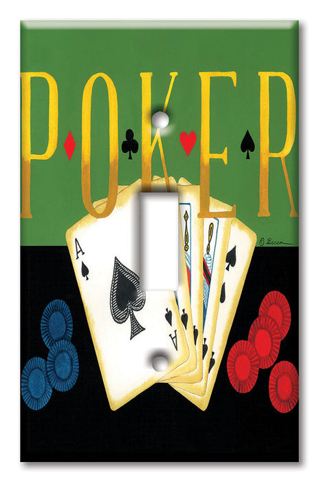 Decorative Printed OVERSIZED Switch Plate - Electrical Switch Cover JUMBO Wall Plate by Art Plates - Poker