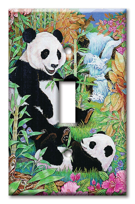 Decorative Printed OVERSIZED Switch Plate - Electrical Switch Cover JUMBO Wall Plate by Art Plates - Pandas