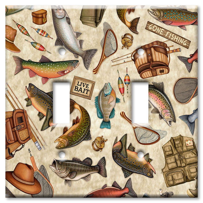 Decorative Printed OVERSIZED Switch Plate - Electrical Switch Cover JUMBO Wall Plate by Art Plates - Gone Fishing - Image by Dan Morris