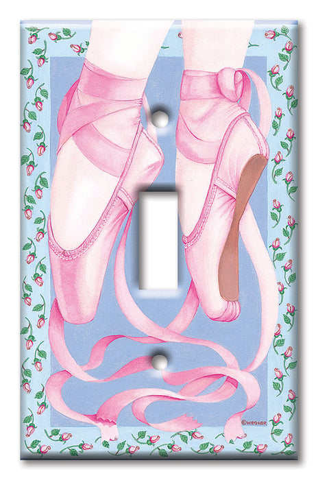 Decorative Printed OVERSIZED Switch Plate - Electrical Switch Cover JUMBO Wall Plate by Art Plates - Ballet Toe Shoes