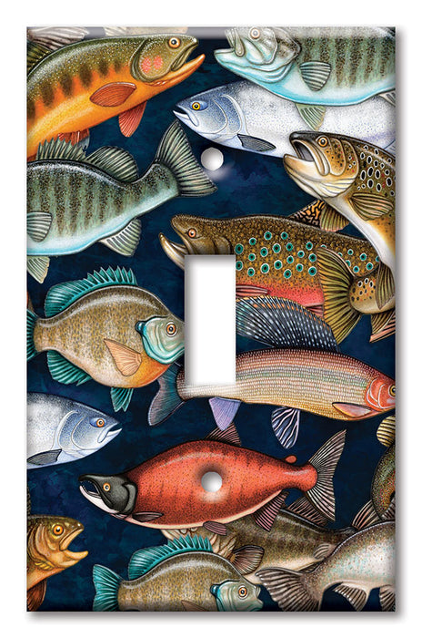 Decorative Printed OVERSIZED Switch Plate - Electrical Switch Cover JUMBO Wall Plate by Art Plates - Fresh Water Fish - Image by Dan Morris