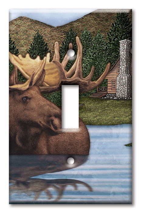 Decorative Printed OVERSIZED Switch Plate - Electrical Switch Cover JUMBO Wall Plate by Art Plates - Moose Pond - Image by Dan Morris