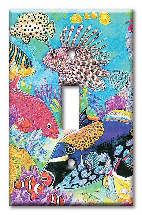 Decorative Printed OVERSIZED Switch Plate - Electrical Switch Cover JUMBO Wall Plate by Art Plates - Coral Reef II