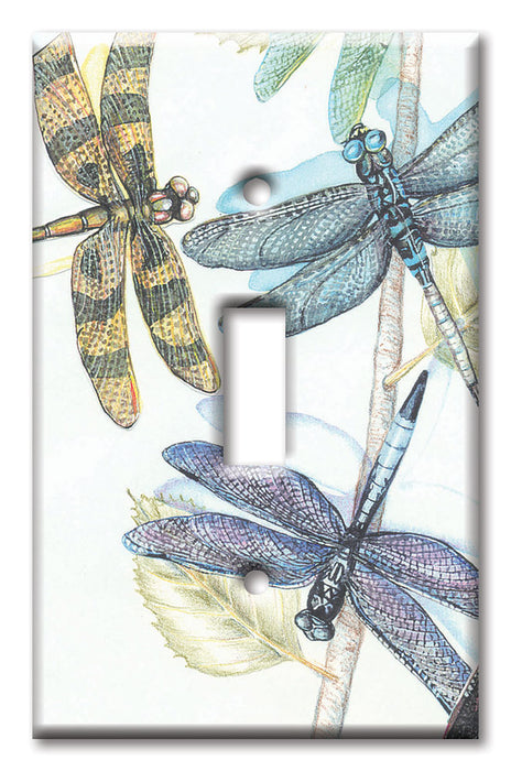 Decorative Printed OVERSIZED Switch Plate - Electrical Switch Cover JUMBO Wall Plate by Art Plates - Dragonflies