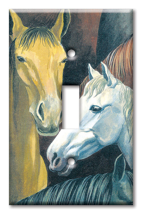 Decorative Printed OVERSIZED Switch Plate - Electrical Switch Cover JUMBO Wall Plate by Art Plates - Horses
