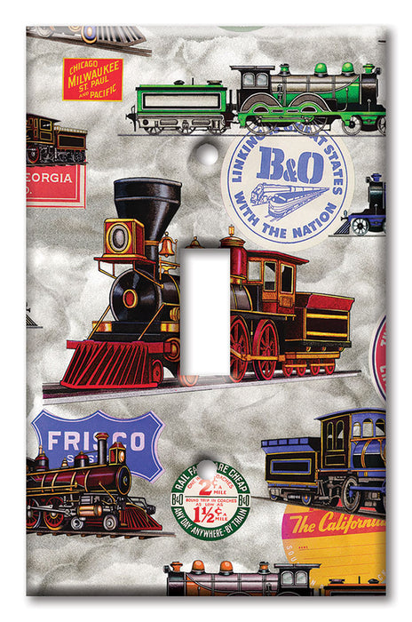 Decorative Printed OVERSIZED Switch Plate - Electrical Switch Cover JUMBO Wall Plate by Art Plates - Trains and Signs - Image by Dan Morris