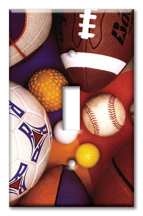 Decorative Printed OVERSIZED Switch Plate - Electrical Switch Cover JUMBO Wall Plate by Art Plates - Sports Balls II