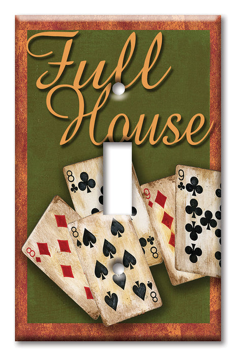 Decorative Printed OVERSIZED Switch Plate - Electrical Switch Cover JUMBO Wall Plate by Art Plates - Poker Full House