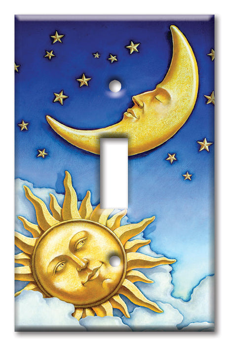 Decorative Printed OVERSIZED Switch Plate - Electrical Switch Cover JUMBO Wall Plate by Art Plates - Moon and Sun II