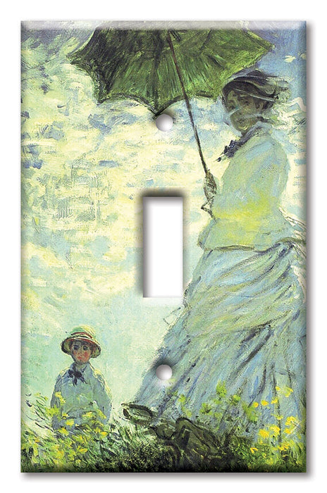 Decorative Printed OVERSIZED Switch Plate - Electrical Switch Cover JUMBO Wall Plate by Art Plates - Monet: Woman with Parasol