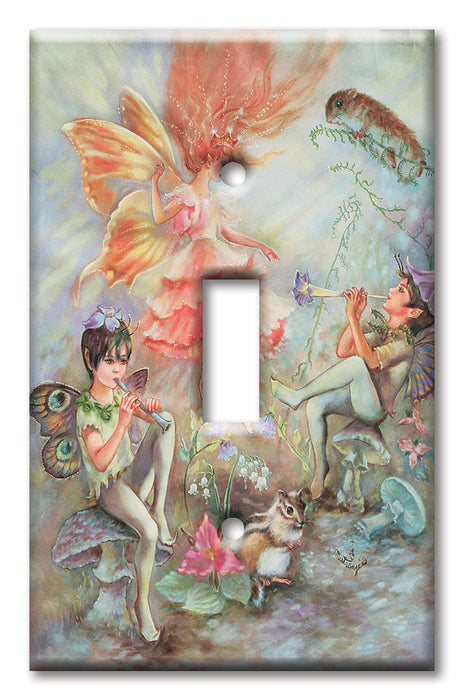 Decorative Printed OVERSIZED Switch Plate - Electrical Switch Cover JUMBO Wall Plate by Art Plates - Musical Fairies