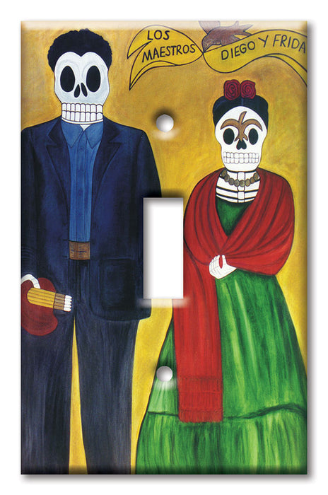 Decorative Printed OVERSIZED Switch Plate - Electrical Switch Cover JUMBO Wall Plate by Art Plates - Frida and Diego