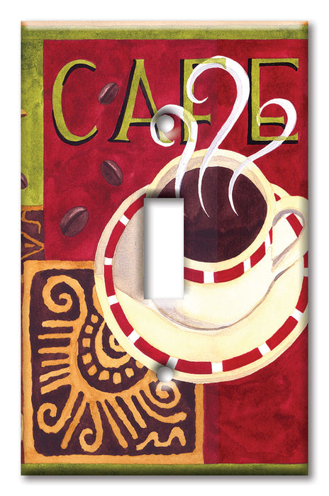 Decorative Printed OVERSIZED Switch Plate - Electrical Switch Cover JUMBO Wall Plate by Art Plates - Coffee Cafe