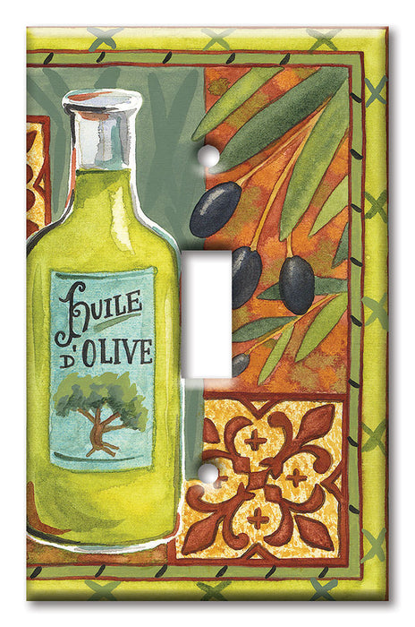Decorative Printed OVERSIZED Switch Plate - Electrical Switch Cover JUMBO Wall Plate by Art Plates - Olive Oil