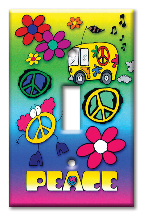 Decorative Printed OVERSIZED Switch Plate - Electrical Switch Cover JUMBO Wall Plate by Art Plates - Peace