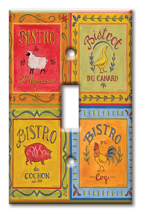 Decorative Printed OVERSIZED Switch Plate - Electrical Switch Cover JUMBO Wall Plate by Art Plates - Bistro Signs
