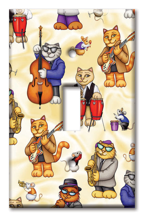 Decorative Printed OVERSIZED Switch Plate - Electrical Switch Cover JUMBO Wall Plate by Art Plates - Jazz Cats - Image by Dan Morris