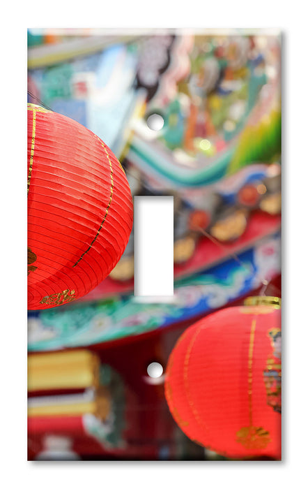 Decorative Printed OVERSIZED Switch Plate - Electrical Switch Cover JUMBO Wall Plate by Art Plates - Hanging Oriental Lanterns