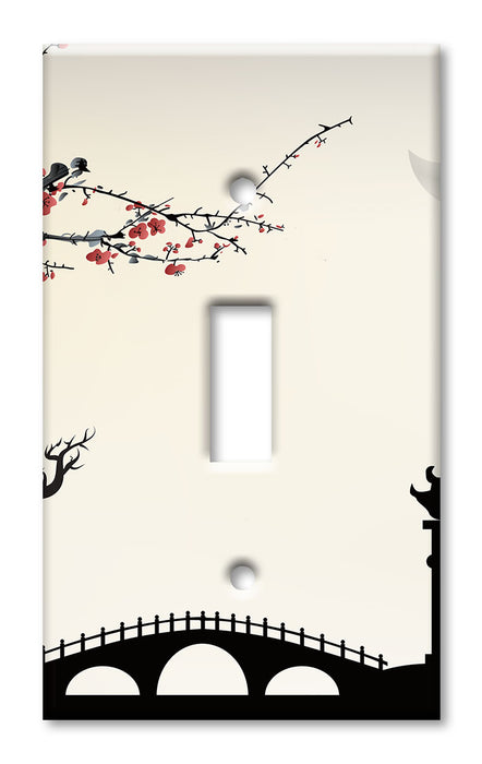 Decorative Printed OVERSIZED Switch Plate - Electrical Switch Cover JUMBO Wall Plate by Art Plates - Asian Architecture I