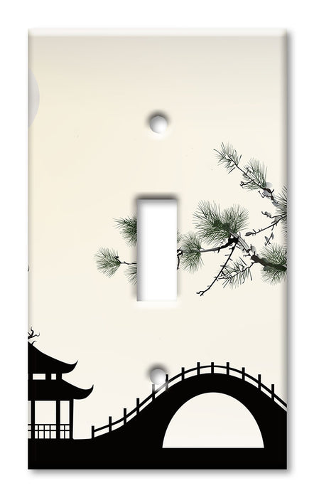 Decorative Printed OVERSIZED Switch Plate - Electrical Switch Cover JUMBO Wall Plate by Art Plates - Asian Architecture II