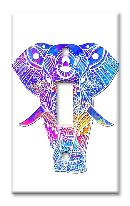 Decorative Printed OVERSIZED Switch Plate - Electrical Switch Cover JUMBO Wall Plate by Art Plates - Ornamental Elephant