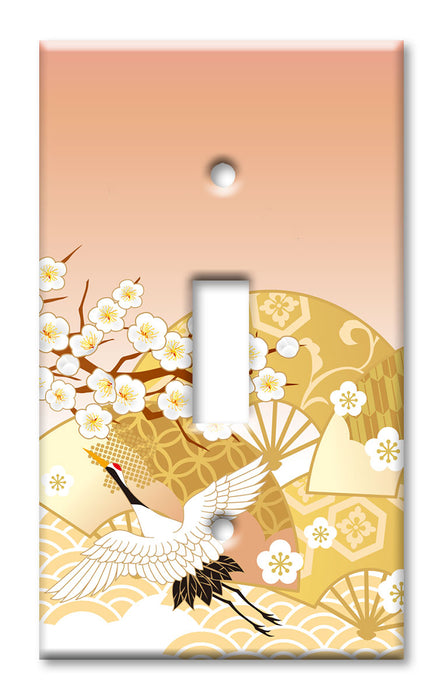 Decorative Printed OVERSIZED Switch Plate - Electrical Switch Cover JUMBO Wall Plate by Art Plates - Oriental Fans