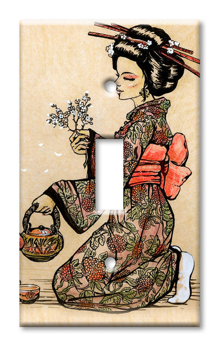 Decorative Printed OVERSIZED Switch Plate - Electrical Switch Cover JUMBO Wall Plate by Art Plates - Tea Ceremony