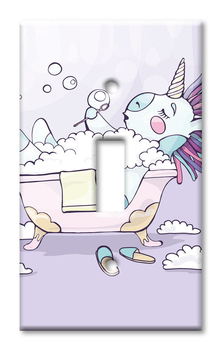 Decorative Printed OVERSIZED Switch Plate - Electrical Switch Cover JUMBO Wall Plate by Art Plates - Unicorn in the Tub