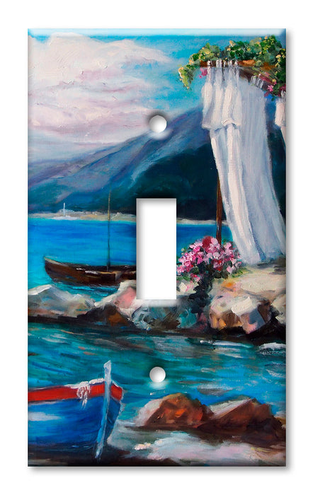Decorative Printed OVERSIZED Switch Plate - Electrical Switch Cover JUMBO Wall Plate by Art Plates - Beach by the House