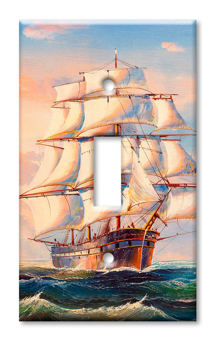 Decorative Printed OVERSIZED Switch Plate - Electrical Switch Cover JUMBO Wall Plate by Art Plates - Sailboat Painting
