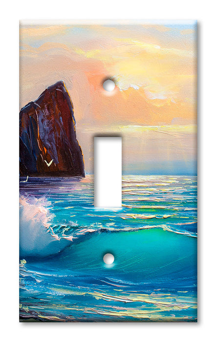 Decorative Printed OVERSIZED Switch Plate - Electrical Switch Cover JUMBO Wall Plate by Art Plates - Cliffside Sunrise