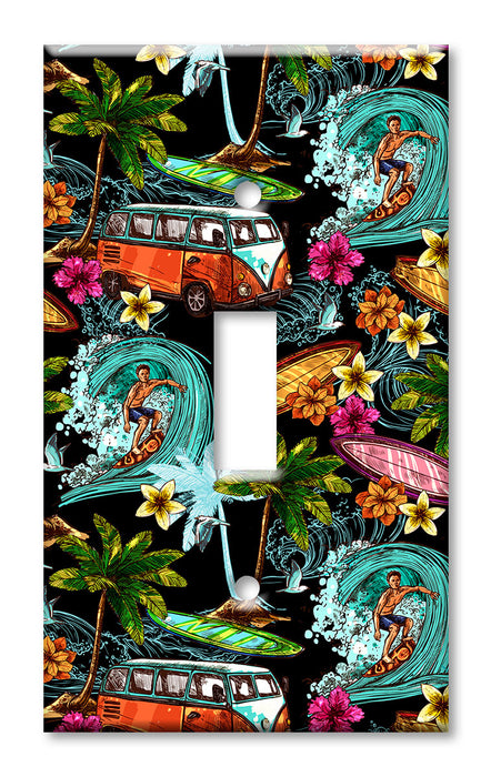 Decorative Printed OVERSIZED Switch Plate - Electrical Switch Cover JUMBO Wall Plate by Art Plates - Seamless Surfing