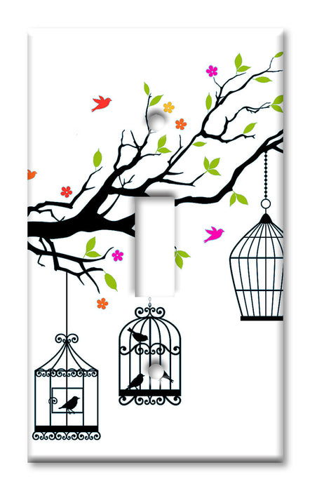 Decorative Printed OVERSIZED Switch Plate - Electrical Switch Cover JUMBO Wall Plate by Art Plates - Cages on a Limb