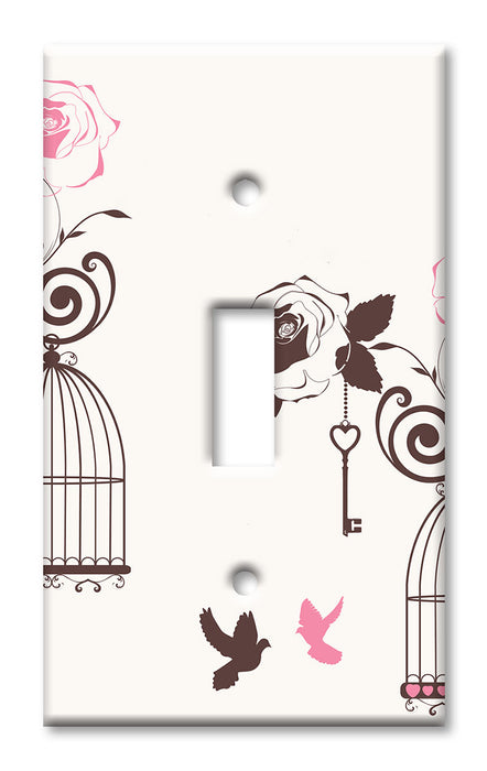 Decorative Printed OVERSIZED Switch Plate - Electrical Switch Cover JUMBO Wall Plate by Art Plates - Bird Cages