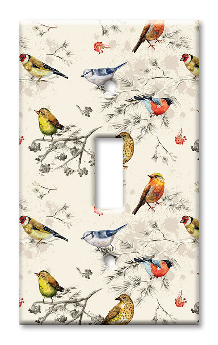 Decorative Printed OVERSIZED Switch Plate - Electrical Switch Cover JUMBO Wall Plate by Art Plates - Seamless Birds