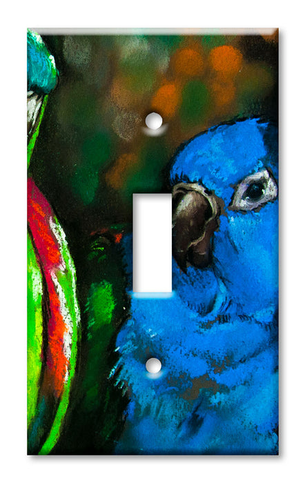 Decorative Printed OVERSIZED Switch Plate - Electrical Switch Cover JUMBO Wall Plate by Art Plates - Parrot Painting