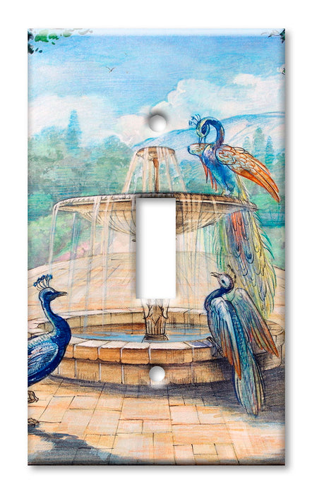 Decorative Printed OVERSIZED Switch Plate - Electrical Switch Cover JUMBO Wall Plate by Art Plates - Peacock Painting