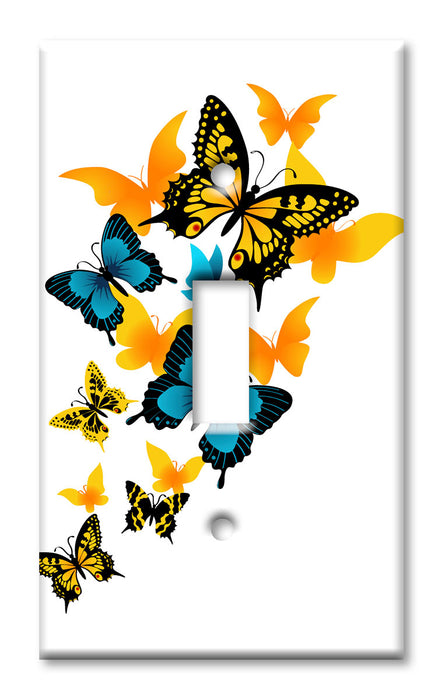 Decorative Printed OVERSIZED Switch Plate - Electrical Switch Cover JUMBO Wall Plate by Art Plates - Blue and Yellow Butterflies