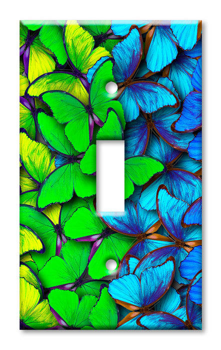 Decorative Printed OVERSIZED Switch Plate - Electrical Switch Cover JUMBO Wall Plate by Art Plates - Rainbow Butterflies