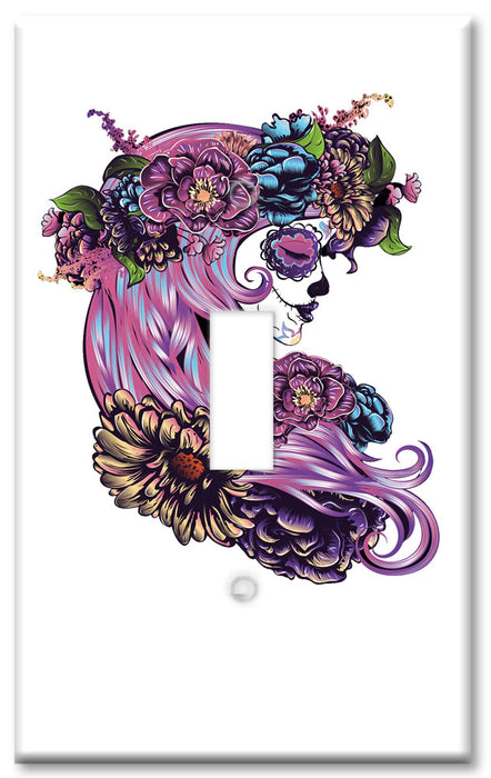 Decorative Printed OVERSIZED Switch Plate - Electrical Switch Cover JUMBO Wall Plate by Art Plates - Day of the Dead Girl