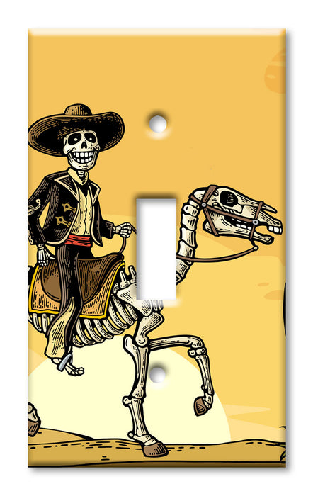 Decorative Printed OVERSIZED Switch Plate - Electrical Switch Cover JUMBO Wall Plate by Art Plates - Day of the Dead Horse