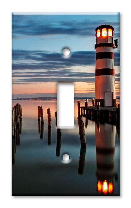 Decorative Printed OVERSIZED Switch Plate - Electrical Switch Cover JUMBO Wall Plate by Art Plates - Lighthouse on a Lake