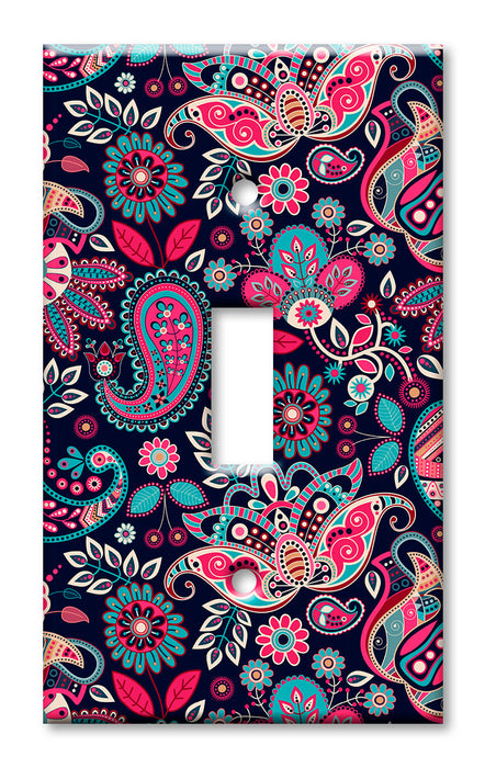 Decorative Printed Switch Plate - Electrical Switch Cover Wall Plate by Art Plates - Pink Paisley