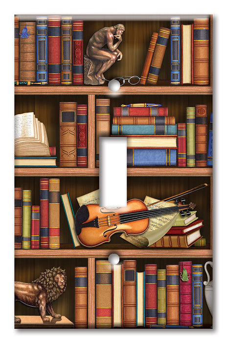 Decorative Printed Switch Plate - Electrical Switch Cover Wall Plate by Art Plates - Books In Library - Image by Dan Morris
