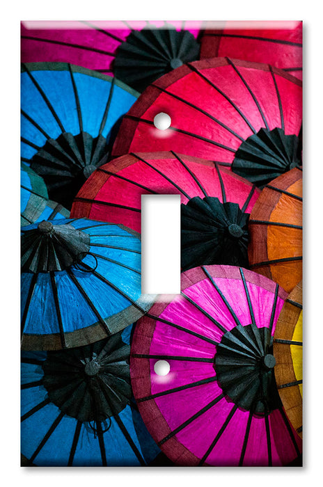 Decorative Printed OVERSIZED Switch Plate - Electrical Switch Cover JUMBO Wall Plate by Art Plates - Colorful Umbrellas