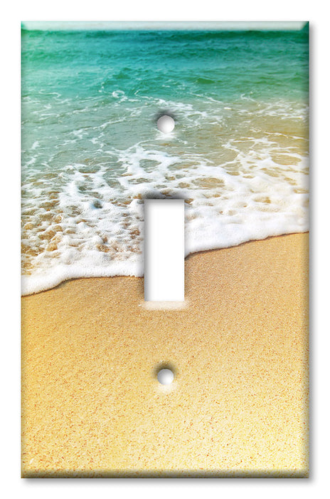 Decorative Printed Switch Plate - Electrical Switch Cover Wall Plate by Art Plates - Foamy Waves on the Beach