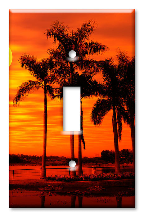 Decorative Printed Switch Plate - Electrical Switch Cover Wall Plate by Art Plates - Orange Sunset on the Beach